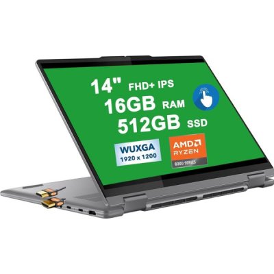 2in1 노트북 터치스크린 교육용 포토샵 미니 레노버 요가 7 투인원 AI PC 14인치 FHD IPS 터치 AMD Zen4 8코어 Ryzen 8840HS i7-12700H