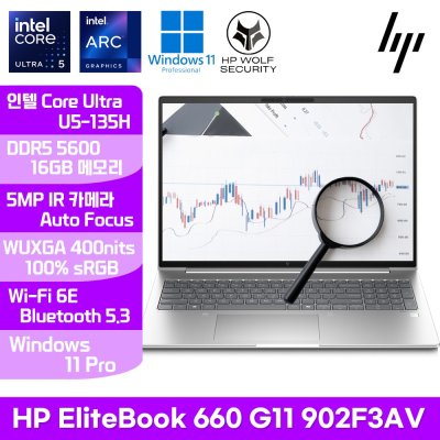 HP 엘리트북 660 G11 902F3AV 인텔 울트라 U5-135H16GB512GBWin11ProWUXGA400nits