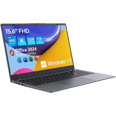 ECOHERO 윈도우 11 노트북 컴퓨터, 12GB DDR5/1TB SSD, N95 쿼드 코어, MS 오피스 2024, 15.6인치 1920x1080 FHD 디스플레이, 듀얼