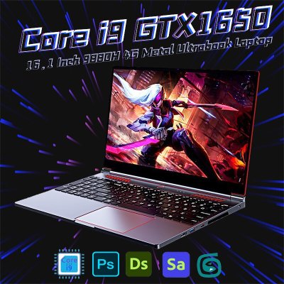 울트라 북 노트북, 인텔 코어 i9-10885H, GTX1650, 4G HD 스크린, 백라이트 키보드, 게이머 노트북, Win11,