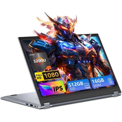 15.6 인치 2 in 1 노트북 AMD R3-3200U 16GB RAM 512GB SSD FHD 터치스크린 백라이트 키보드 지문 잠금 해제 360 회전